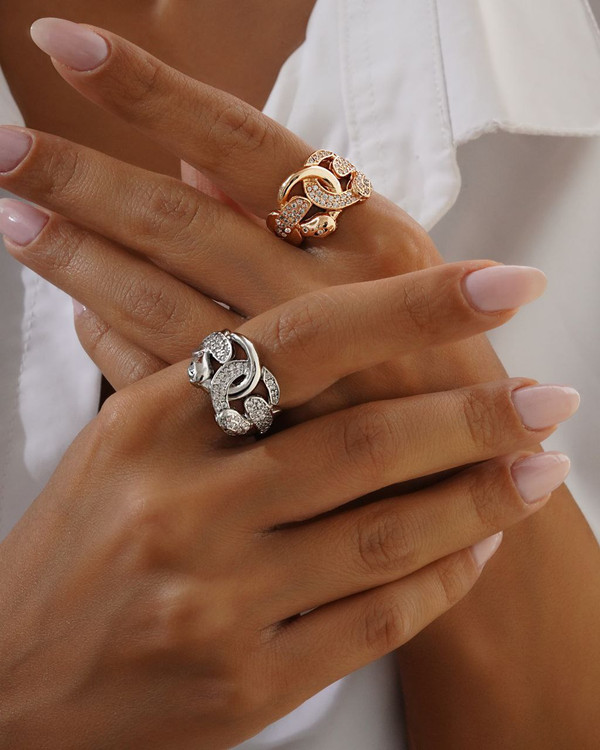 انگشتر کارتیر نگین دار فری سایز مخراج کاری شده